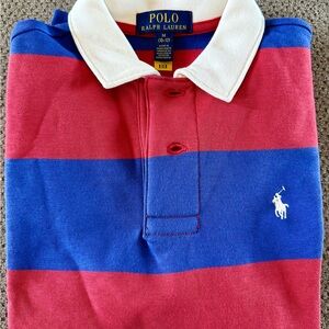 Polo by Ralph Lauren White Collar Red & Blue Striped Rugby